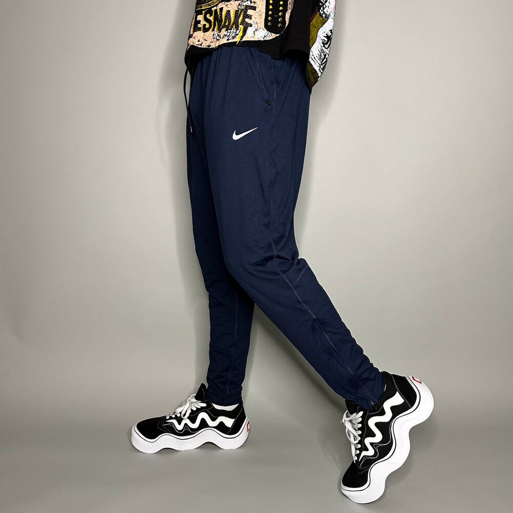 Vintage Y2K Nike Joggers Mens XL Navy Blue Polyester Sweatpants White Swoosh